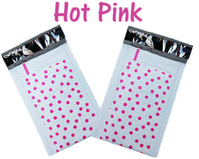 Hot Pink & Teal 4x8" Polka Dot Poly Bubble Mailers, Padded Envelope Shipping Bag - ShipNFun