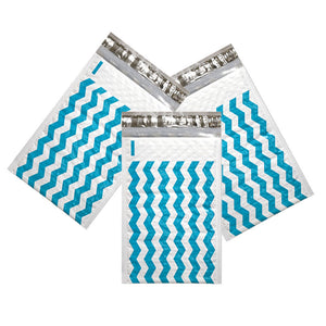 6" x 10", 4 x 8" Teal Blue Chevron Poly Bubble Mailer Padded Shipping Envelopes - ShipNFun