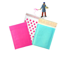 Hot Pink, Aqua and Polka Dot Kraft Bubble Mailers, Padded Envelopes, 4x8 & 6x9 - ShipNFun