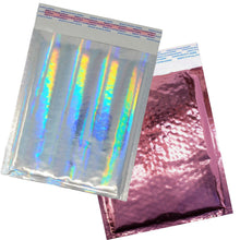 6x10 Pink & Hologram Metallic Bubble Mailers Holographic Air Shipping Envelopes - ShipNFun