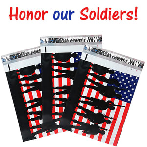 10x13" Military Soldier Patriotic Flag Poly Mailers, Flat Shipping Envelope Bags - ShipNFun