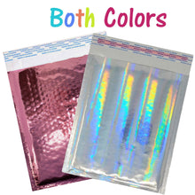6x10 Pink & Hologram Metallic Bubble Mailers Holographic Air Shipping Envelopes - ShipNFun