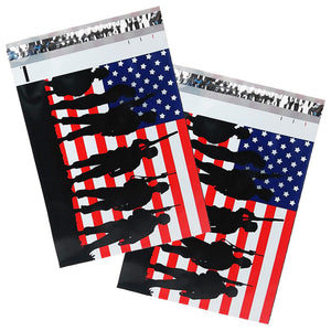 10x13" Military Soldier Patriotic Flag Poly Mailers, Flat Shipping Envelope Bags - ShipNFun