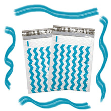 6" x 10", 4 x 8" Teal Blue Chevron Poly Bubble Mailer Padded Shipping Envelopes - ShipNFun