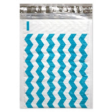 6" x 10", 4 x 8" Teal Blue Chevron Poly Bubble Mailer Padded Shipping Envelopes - ShipNFun