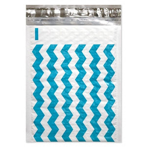 6" x 10", 4 x 8" Teal Blue Chevron Poly Bubble Mailer Padded Shipping Envelopes - ShipNFun