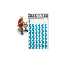 6" x 10", 4 x 8" Teal Blue Chevron Poly Bubble Mailer Padded Shipping Envelopes - ShipNFun