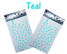 Hot Pink & Teal 4x8" Polka Dot Poly Bubble Mailers, Padded Envelope Shipping Bag - ShipNFun