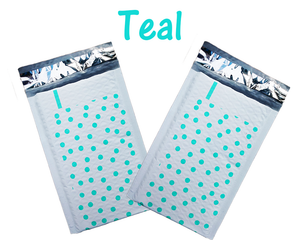 Hot Pink & Teal 4x8" Polka Dot Poly Bubble Mailers, Padded Envelope Shipping Bag - ShipNFun