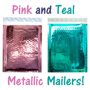 8.5x12 Holographic, Pink, Teal METALLIC BUBBLE MAILERS,  Poly Padded Envelopes! - ShipNFun