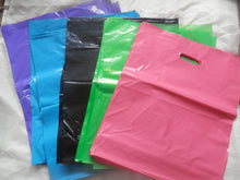 25 Large Hot Pink, Black, Teal, Lime Green, and Purple Plastic Merchandise Bag - ShipNFun