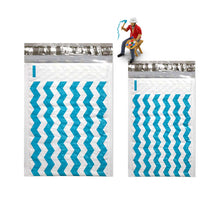 6" x 10", 4 x 8" Teal Blue Chevron Poly Bubble Mailer Padded Shipping Envelopes - ShipNFun