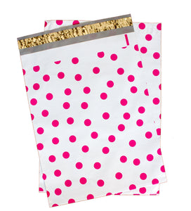 10" x 13" Polka Dot Poly Mailers, Hot Pink,Teal,Purple,Blue Colored Flat Mailers - ShipNFun