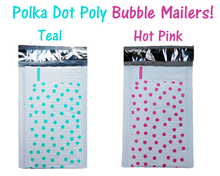 Hot Pink & Teal 4x8" Polka Dot Poly Bubble Mailers, Padded Envelope Shipping Bag - ShipNFun