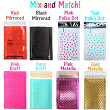 4x8" Pink,Teal, Gold Polka Dot Poly Bubble Mailers, Padded Shipping Envelopes - ShipNFun
