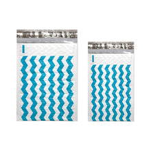 6" x 10", 4 x 8" Teal Blue Chevron Poly Bubble Mailer Padded Shipping Envelopes - ShipNFun