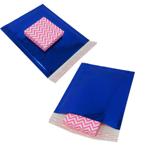 6x10 Cobalt Blue, Pink Metallic Foil Bubble Mailers Padded Designer Mailing Bags - ShipNFun