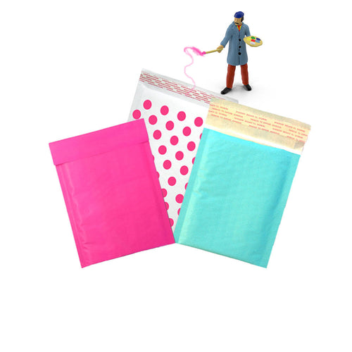 Hot Pink, Aqua and Polka Dot Kraft Bubble Mailers, Padded Envelopes, 4x8 & 6x9 - ShipNFun