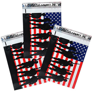 10x13" Military Soldier Patriotic Flag Poly Mailers, Flat Shipping Envelope Bags - ShipNFun