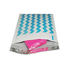 6" x 10", 4 x 8" Teal Blue Chevron Poly Bubble Mailer Padded Shipping Envelopes - ShipNFun