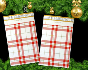 10x13 and/or 6x9 inch Red & Gold Plaid Design Poly Mailers Combo, Fall, Winter Collection Theme, Flat Self Seal Shipping Mailing Postal bags