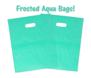 9x12 and 12x15" Frosted Plastic Merchandise Gift Bags, Party Retail Shopping Shirt Bags with Handles - ShipNFun