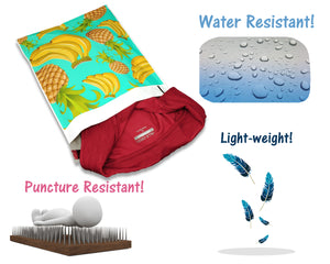 10x13 Poly Mailers, Teal Pineapple Banana Tropical Theme Self Seal, Cosmetic Clothing Custom Flat Shipping Mailing Envelope Bags