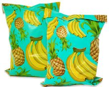 10x13 Poly Mailers, Teal Pineapple Banana Tropical Theme Self Seal, Cosmetic Clothing Custom Flat Shipping Mailing Envelope Bags