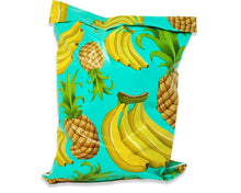 10x13 Poly Mailers, Teal Pineapple Banana Tropical Theme Self Seal, Cosmetic Clothing Custom Flat Shipping Mailing Envelope Bags