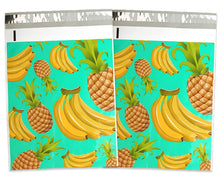 10x13 Poly Mailers, Teal Pineapple Banana Tropical Theme Self Seal, Cosmetic Clothing Custom Flat Shipping Mailing Envelope Bags