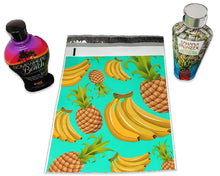 10x13 Poly Mailers, Teal Pineapple Banana Tropical Theme Self Seal, Cosmetic Clothing Custom Flat Shipping Mailing Envelope Bags