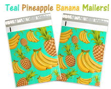 10x13 Poly Mailers, Teal Pineapple Banana Tropical Theme Self Seal, Cosmetic Clothing Custom Flat Shipping Mailing Envelope Bags