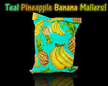 10x13 Poly Mailers, Teal Pineapple Banana Tropical Theme Self Seal, Cosmetic Clothing Custom Flat Shipping Mailing Envelope Bags
