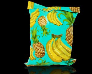 10x13 Poly Mailers, Teal Pineapple Banana Tropical Theme Self Seal, Cosmetic Clothing Custom Flat Shipping Mailing Envelope Bags