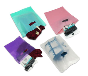 9x12 and 12x15" Frosted Plastic Merchandise Gift Bags, Party Retail Shopping Shirt Bags with Handles - ShipNFun