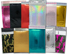 Mix and Match! 4x8 inch Bubble Mailers Holographic, Pink, Rose Gold, Teal, Black, Camo, Red, Aqua, Polka Dot, Poly, Padded Shipping Envelopes