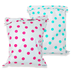10" x 13" Polka Dot Poly Mailers, Hot Pink,Teal,Purple,Blue Colored Flat Mailers - ShipNFun