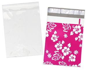 100 Pack, 50 Each 10x13" Flat Poly Mailers & 10x13 Clear Bags for Shirts, Self Sealing Shipping Clothing Flat Envelopes and Bag Combo Pack