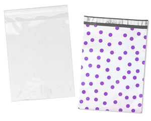 100 Pack, 50 Each 10x13" Flat Poly Mailers & 10x13 Clear Bags for Shirts, Self Sealing Shipping Clothing Flat Envelopes and Bag Combo Pack