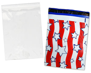 100 Pack, 50 Each 10x13" Flat Poly Mailers & 10x13 Clear Bags for Shirts, Self Sealing Shipping Clothing Flat Envelopes and Bag Combo Pack