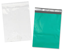 100 Pack, 50 Each 10x13" Flat Poly Mailers & 10x13 Clear Bags for Shirts, Self Sealing Shipping Clothing Flat Envelopes and Bag Combo Pack