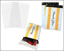 100 Pack, 50 Each 10x13" Flat Poly Mailers & 10x13 Clear Bags for Shirts, Self Sealing Shipping Clothing Flat Envelopes and Bag Combo Pack