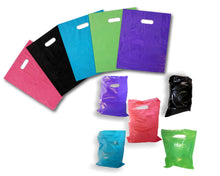 12" x 15" Colored PLASTIC MERCHANDISE Bags Retail Store Bags w/Die Cut Handles - ShipNFun