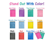 Choose! Colorful 4x8 Poly Bubble Mailers! Pink, Pastel, Blue, Teal, Red, Yellow, Black, Orange, Purple Padded Air Cushioned Envelope Mailer