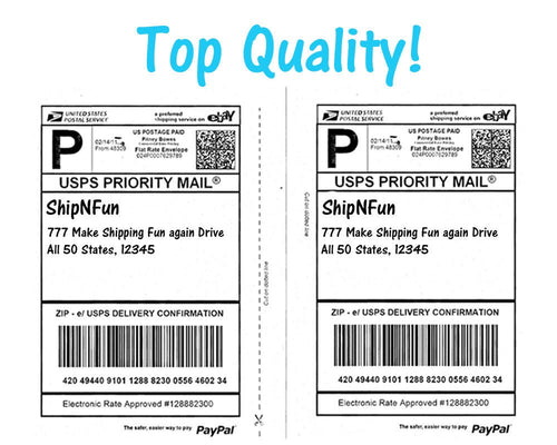 25, 50, 100, 200 Shipping Labels - Top Quality Jam Free, 2 Labels per Sheet Mailing Address Labels, USPS, Fedex, UPS Approved Half Page