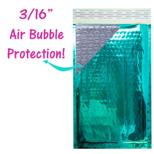 4x8" Shiny Metallic Bubble Mailers Pink, Teal, Gold, Red or Mirrored Black Padded Colorful Self Sealing Rigid Envelopes, 10, 20, 40, 100