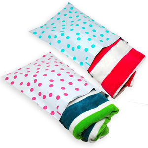 100 Pack 6x9, 10x13, 12x15 Polka Dot Fun Quality Poly Mailers, Self Sealing adhesive shipping Bags, Colorful Design Mail bags, Inner lining