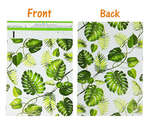 10x13, 14.5x19x4" Tropical Palm Leaves Flat Poly Mailers Combo, Mailing Shipping bags, Custom Banana Green leaf Medium and Large, Self Seal