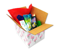 6 Pack 8x6x6&quot; Pink Flamingo Designer Boxes, Recyclable, Reusable Shipping Favor Boxes for Gifts, Cute Party Cardboard Paper 32 lb Test Boxes