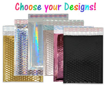 8.5x12&quot; Metallic Bubble Mailers Pink, Teal, Wine Red, Black, Hologram, Gold, Holographic, Nude Pink, Aqua Blue Quality Padded 8x12 Envelopes